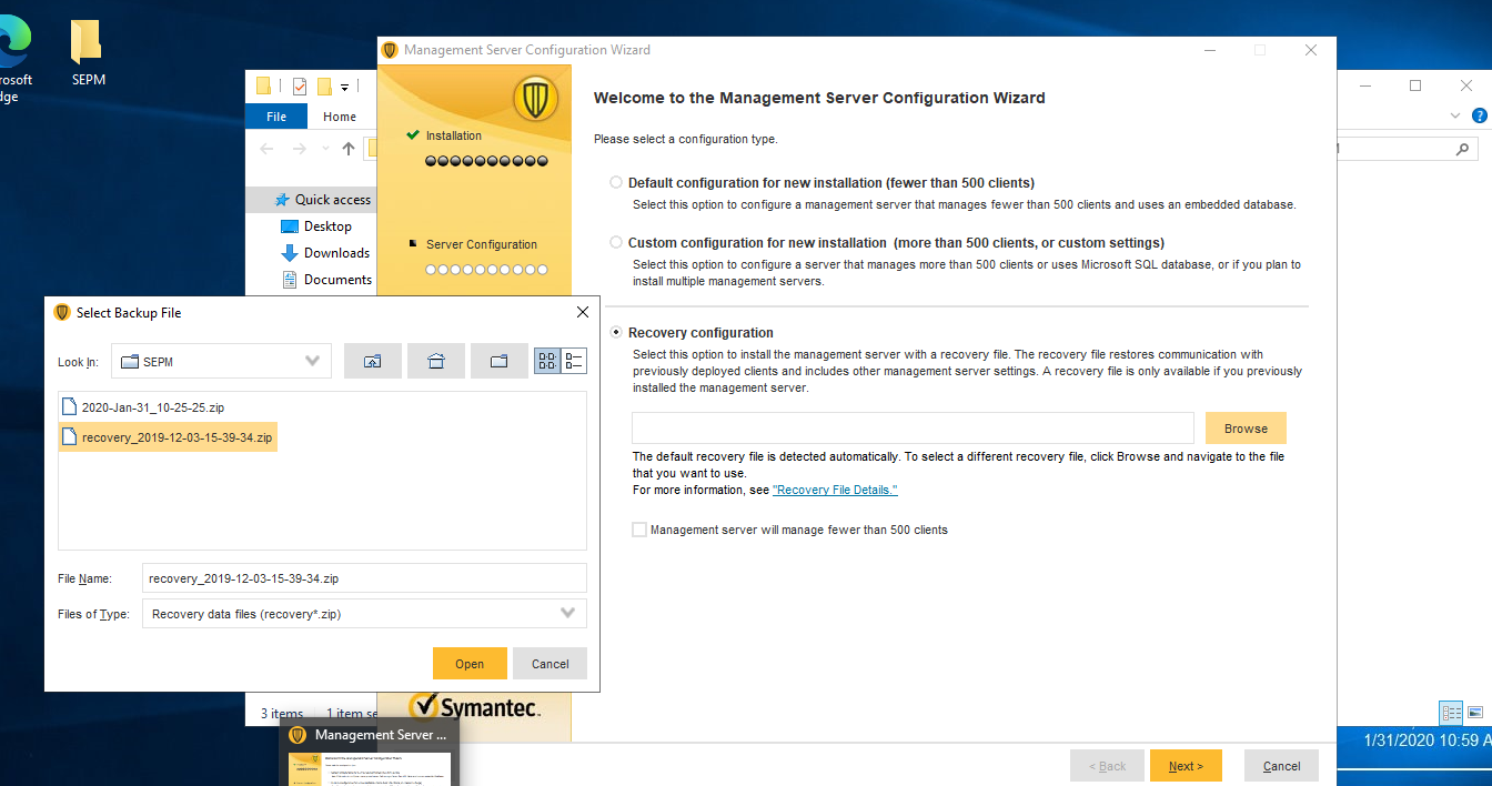 symantec endpoint manager restart services